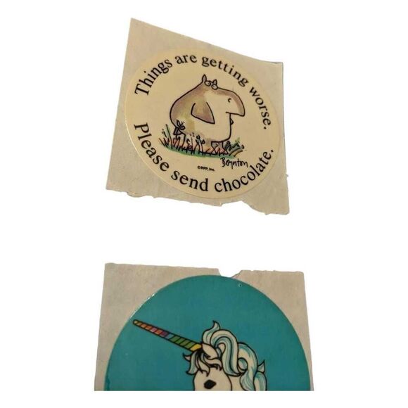 Lot of 6 Vintage 80s RPP Inc Stickers Unicorn Rat Hearts Balloons Chocolate - Picture 3 of 7